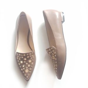 NINE WEST | Akeelah Pointy Toe Grometted Leather Slip-on Loafer Flats  Size 9